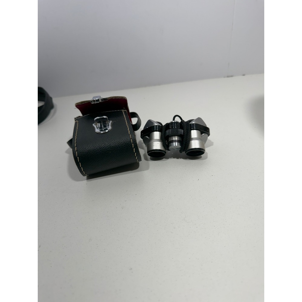 Le Gran 6x15 Mini Binoculars LE-504‎ Coated Optics Silver with Case Japan